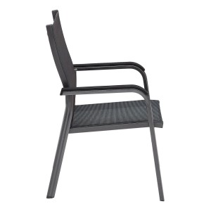 Kettler Stapelsessel Basic+ Premium in Anthrazit, Gartenstuhl mit Aluminiumgestell und Textilgewebe.