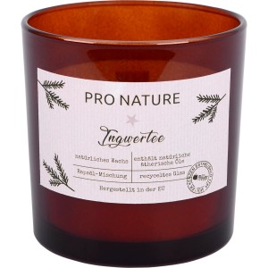 Raps-Kerze im Glas, Ingwer Tee Duft, mit Holzdocht, 100x100 mm. Dekorative Duftkerze für gemütliche Stunden.