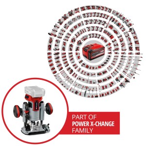 Einhell Akku-Oberfräse TP-RO 18 Li BL Solo, Teil der Power X-Change Familie.