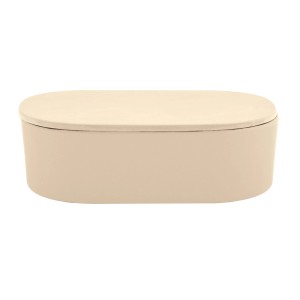 Beige Takeo Box aus Bambusfaser für Badutensilien.