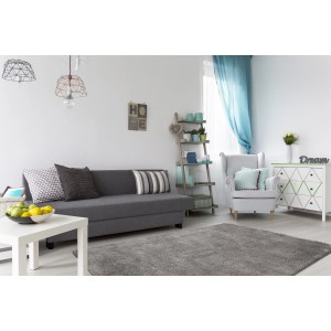 Kayoom Hochflorteppich Bali 110, silbergrau, 200x290 cm im Wohnzimmer.