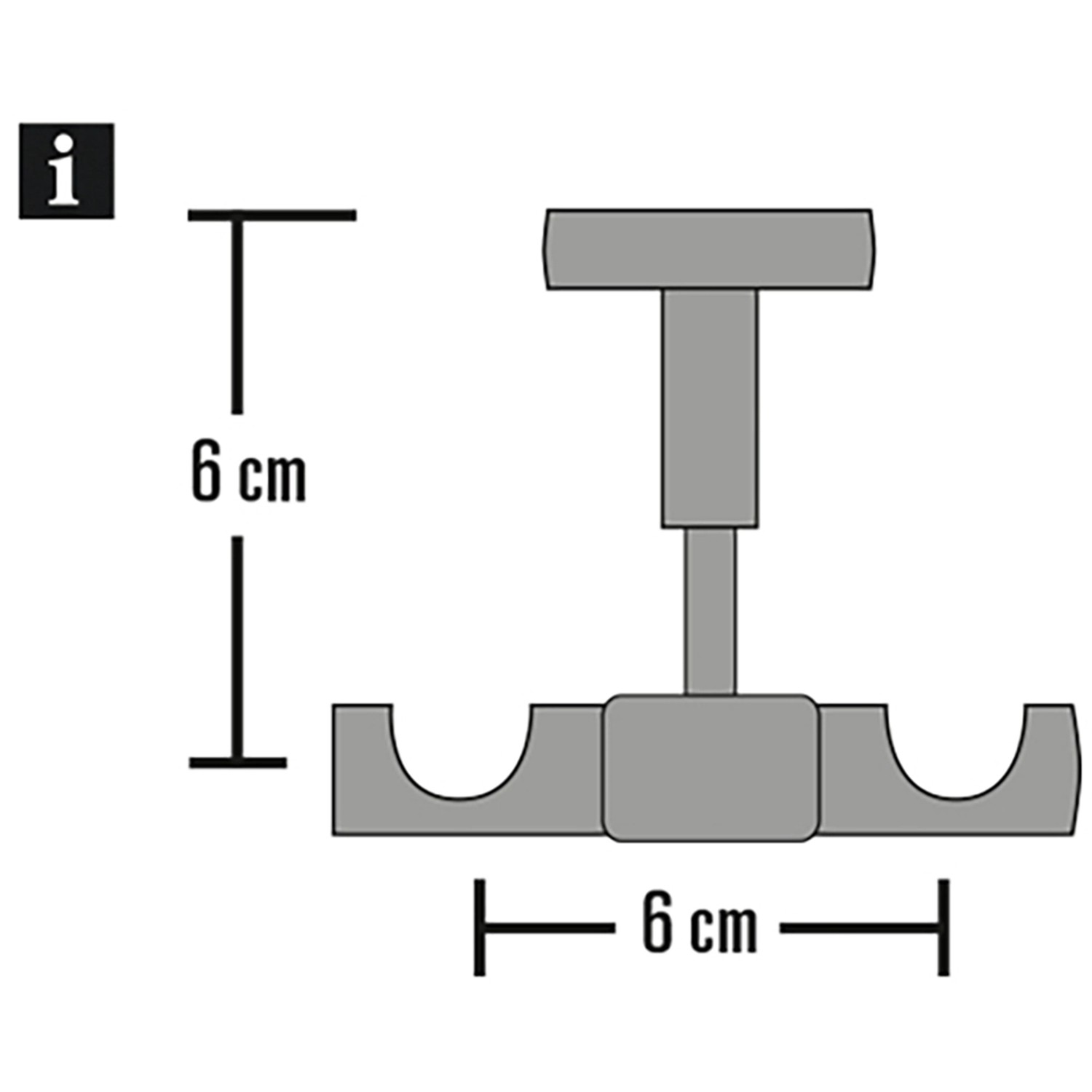 Gardinia Deckenträger Europa, silber-antik, Maße: 6x6 cm, für 1- oder 2-läufige Gardinenstangen.