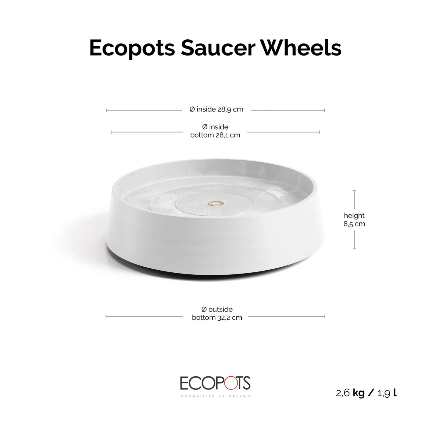 Ecopots Untersetzer Oslo Rollen Weiß 32,2 cm x 8,5 cm_2