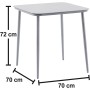 Quadratischer Gartentisch Suriname, Stahl Silber, 70x70x72cm, Teil der 3-tlg. Sitzgruppe.