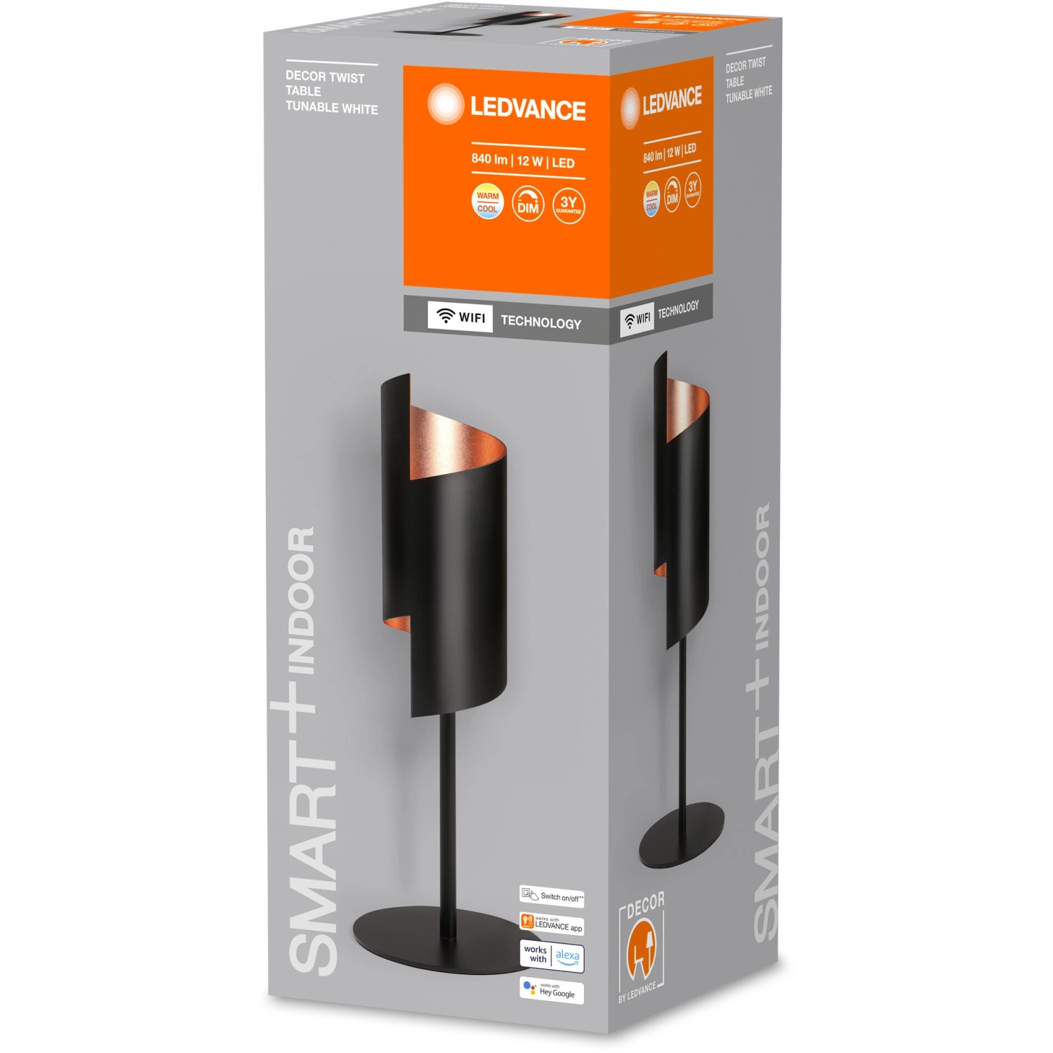 Ledvance Smart+ WiFi Tischleuchte Decor Twist Schwarz, elegante smarte Tischlampe.