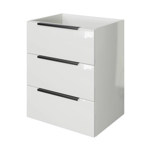 Pelipal Quantum Waschbeckenunterschrank, 59 cm, Schneeweiß Glanz mit 3 Auszügen.