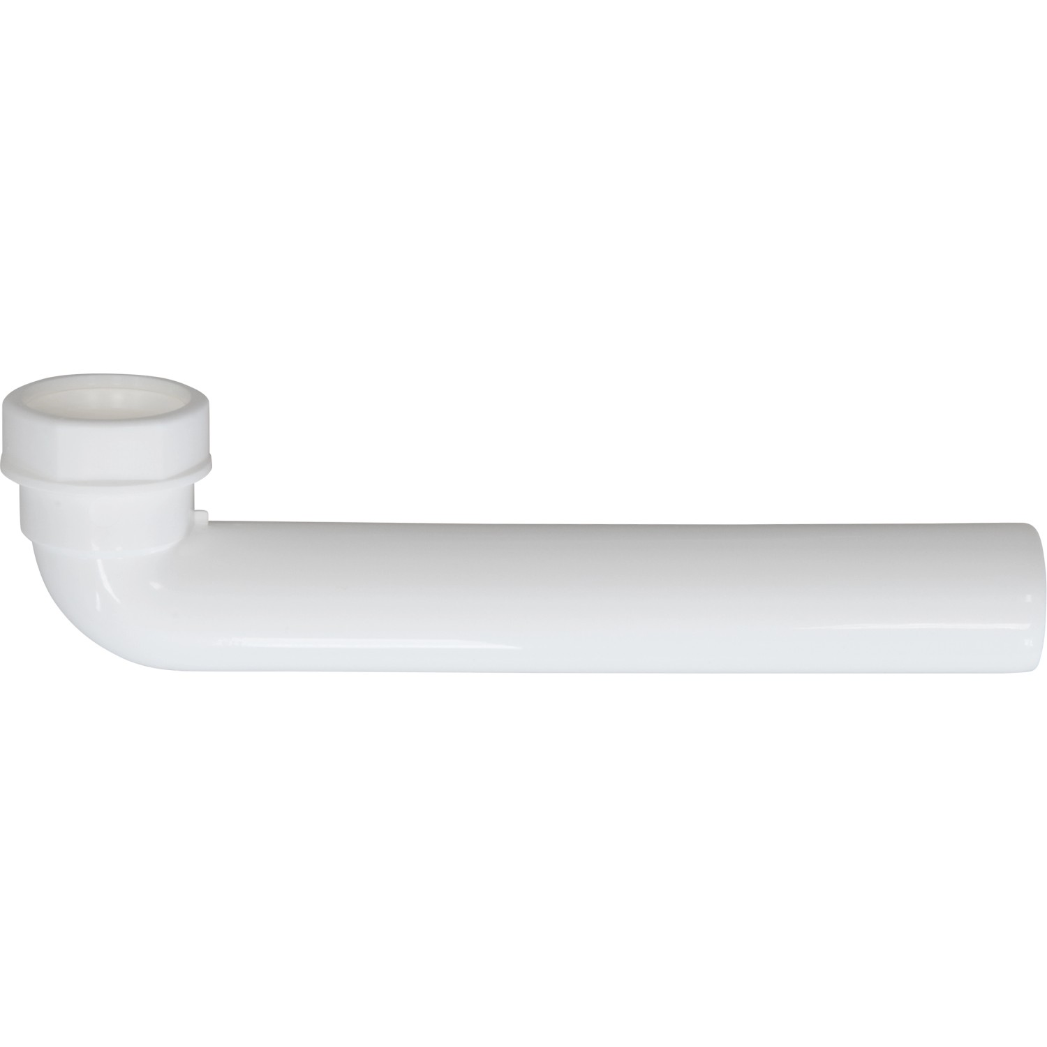 Weißer Spültisch-Ablaufbogen (44,8 mm) aus Kunststoff für Siphon-Anschluss.