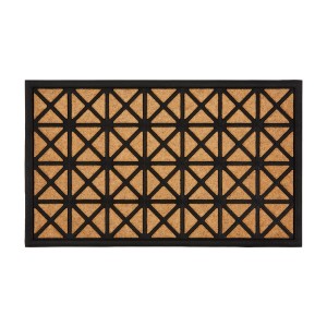 Astra Türmatte Border Graphic, Natur, 45x75 cm. Fußmatte mit Rillenstruktur und schwarzem Rand.