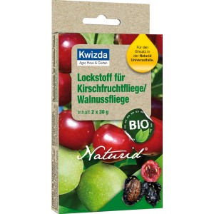 Kwizda Naturid Lockstoff für Kirsch- und Walnussfliegen, 2x30g Packung. Mittel gegen Fruchtfliegen.