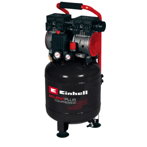 Einhell Kompressor TE-AC 135/24 Silent Plus: Flüsterkompressor mit 24 l Tank und rotem Tragegriff.