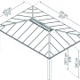Technische Zeichnung: Palram Canopia Dallas Garden Pavillon, 306,7x611x425 cm, Anthrazit, Maße und Details.