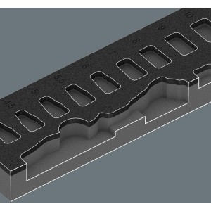 Wera Schaumstoffeinlage für Werkstattwagen, 37-teilig, mit Aussparungen für Knarren-Set.