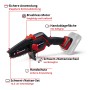 Einhell Akku-Kettensäge GE-PS 18/15 Li BL-Solo: Kompakte Akku-Astkettensäge in Rot/Schwarz.