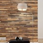 Komar Vlies Fototapete Chalet 200x250cm mit Holzpaneel-Optik im Wohnraum.