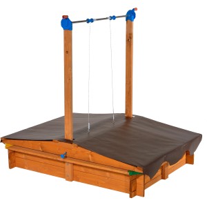 Gaspo Sandkasten Lea mit Dach, 137x105 cm, aus Holz mit Kurbel und Stoßschutz.