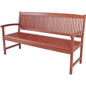 Braune 3-Sitzer Gartenbank Stockholm aus Eukalyptusholz, 90x157x60 cm.