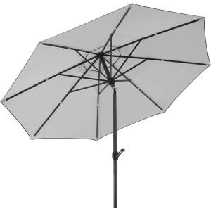 Schneider Marktschirm, Ø 300 cm, silbergrau, mit Knickfunktion. Sonnenschirm für Garten und Balkon.