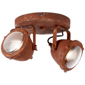 Rostfarbiger 2er LED-Spot Carmen im Industrial-Look für Wand- und Deckenmontage.