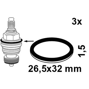 Kirchhoff Vulkanfiber Dichtung, 26,5x32 mm, rot, 3er-Pack. Fiberdichtung für Wasser- und Heizungsanschlüsse.