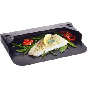 Durandal Selection Backtasche mit Fisch, Gemüse und Zitrone. Küchenhelfer für fettfreies Backen.