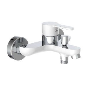 Eisl DIZIANI Wannenarmatur in Weiß-Chrom, Einhebelmischer für die Badewanne.