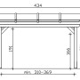 Technische Zeichnung der weißen Skan Holz Terrassenüberdachung Sanremo 434x250 cm aus Leimholz.