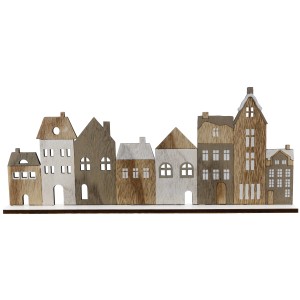 Holzaufsteller Häuserlandschaft, 30 cm, Weihnachtsdeko für gemütliche Winteratmosphäre.