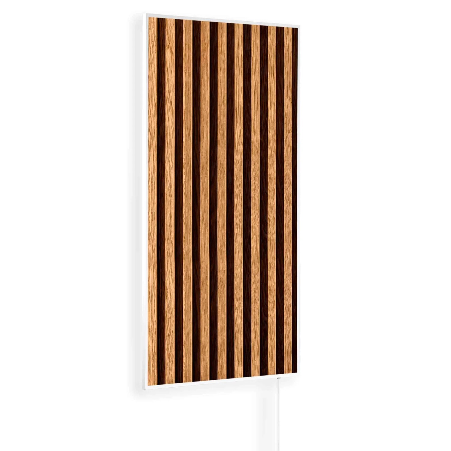 Könighaus Infrarotheizung Holzpaneel Ambient Edition 1.000 W, weiße Umrandung, Holz-Rippen Design.