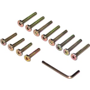 Montage-Set für Gartentisch Thompson, 13-teilig, mit Schrauben und Innensechskantschlüssel.