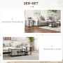 HOMCOM 2er-Set Couchtische: rechteckiger und runder Beistelltisch mit schwarzem Stahlgestell, weißer Marmoroptik-Platte. Vielseitig nutzbar.