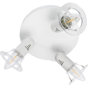 Weiße Deckenleuchte Casaca Rondell mit 3 dreh- und schwenkbaren Spots mit Klarglas.