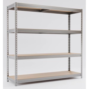 Verzinktes AR Shelving Schwerlastregal Bullrack Rivet, 200x200x60 cm, mit vier Böden.