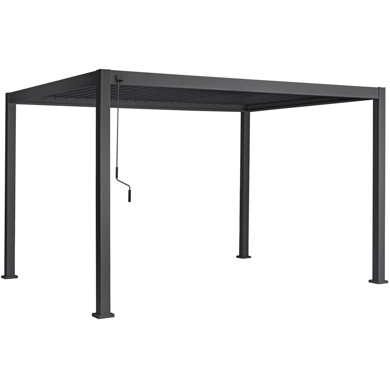 Bizzotto Pergola Ocean, anthrazit, 400x300 cm, mit Lamellendach und Handkurbel.