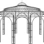 Schwarzer Eleo Pavillon Toskana aus Metall, 340 cm hoch, Ø 550 cm, pulverbeschichtet.