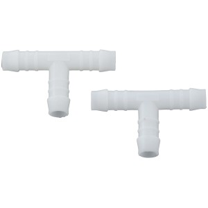 2er Set T-Schlauchverbinder aus Kunststoff, 12 mm, für die Verbindung von drei Schläuchen.