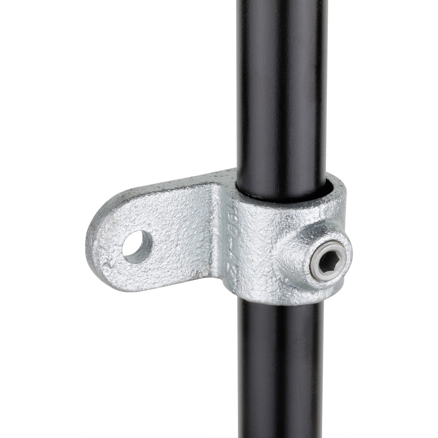 Silberner Befestigungsring verzinkt (Ø 2,7 cm) für Stahlrohr-Möbelbau.