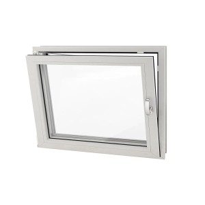 Weißes Roro Kunststofffenster Eco, 60x40 cm, DIN links, mit Dreh-Kipp-Funktion.