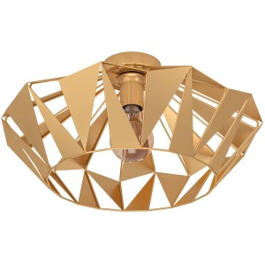 Goldene Eglo Deckenleuchte Carlton mit geometrischem Design und E27 Fassung.