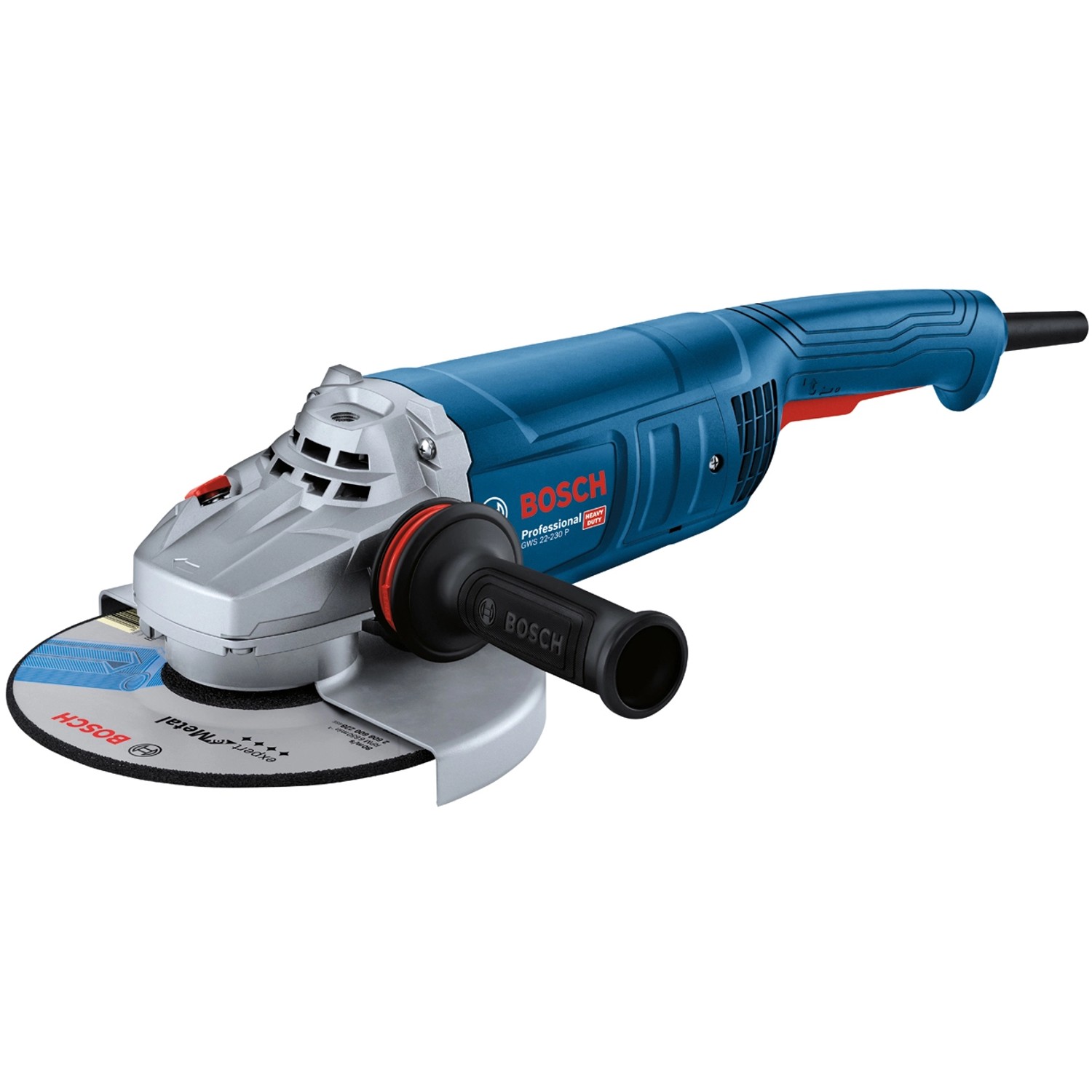 Bosch Professional GWS 22-230 P Winkelschleifer mit großem Schleifscheiben-Durchmesser und Zusatzhandgriff.