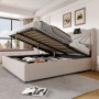 okwish Polsterbett 160x200cm mit Stauraum USB C Jugendzimmer Beige ohne Matratze_6