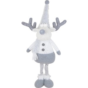 Weiß-graues Deko-Rentier (64 cm) als festliche Weihnachtsdekoration.