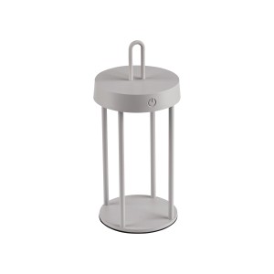LED-Akku-Tischleuchte Anselm in Greige, dimmbar, für Innen & Außen. Dekoleuchte mit USB-Ladekabel.