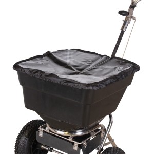 Texas Streuwagen CS6000S mit schwarzem Behälter und Abdeckung.