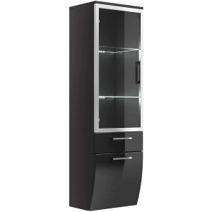 Posseik Bad-Hochschrank Rima, anthrazit, 40 cm breit, mit Glastüren und Einlegeböden.