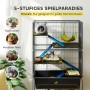 PawHut Kleintierkäfig aus Stahl, 5-stöckig, mit Rampen, Plattformen und Zubehör für Nagetiere. Ideal für Hamster.