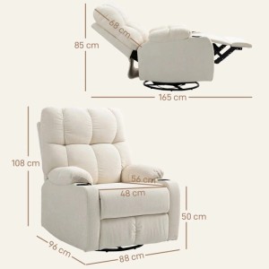 HOMCOM Relaxsessel Polyester Stahl Beige 88L x 96B x 108H cm
