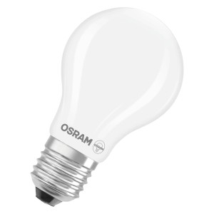 Matte Osram LED Lampe E27 in Glühlampenform A100, 7.2W, 2700K. Warmweißes Licht.