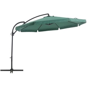 Grüner Ampelschirm Cocoa Beach Ø 350 cm mit Kurbel und anthrazitfarbenem Gestell.