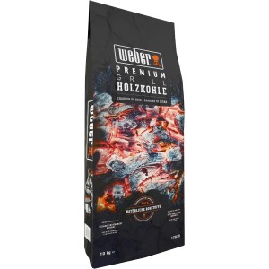 Weber Premium Holzkohle 10kg im Sack, Grillanzünder für den Holzkohlegrill.