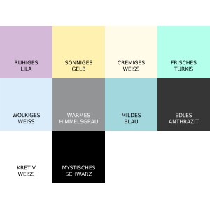 Farbpalette Bondex Kreidefarbe Spray mit Farbtönen wie mystisches Schwarz.